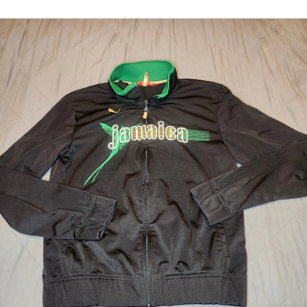 Jamaica National Team Training Football Soccer Jacket Zipped Puma Mens XL Black